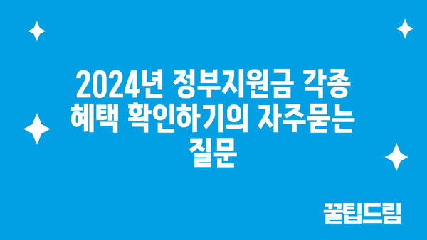 2024년 정부지원금 각종 혜택 확인하기