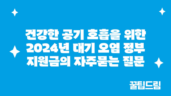 건강한 공기 호흡을 위한 2024년 대기 오염 정부 지원금