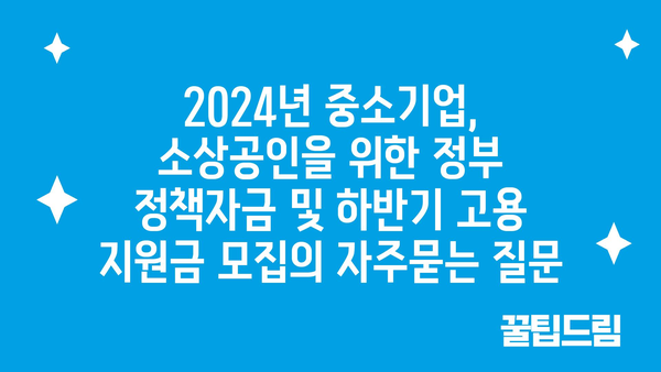 2024년 중소기업, 소상공인을 위한 정부 정책자금 및 하반기 고용 지원금 모집