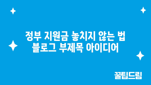 정부 지원금 놓치지 않는 법