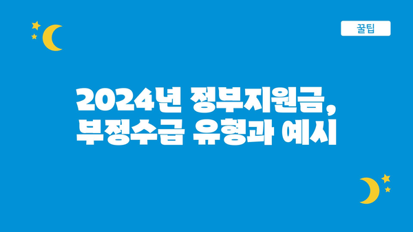 2024년 정부지원금 부정수급 신고방법 및 보호 보상 안내