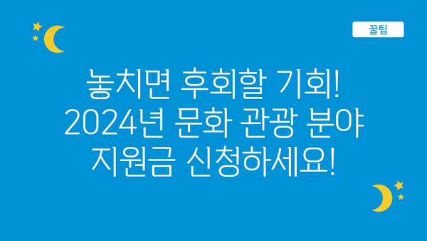 2024년 문화 관광 분야 정부지원금 신청 기회 놓치지 마세요