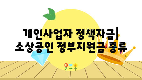 개인사업자 정책자금: 소상공인 정부지원금 종류