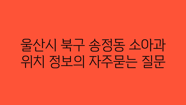 울산시 북구 송정동 소아과 위치 정보