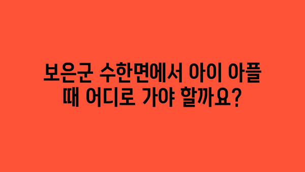 충청북도 보은군 수한면 소아과 위치 정보