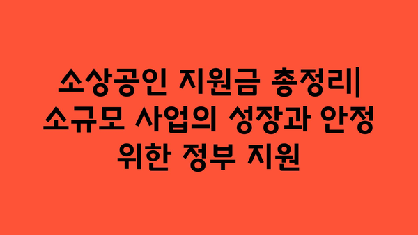 소상공인 지원금 총정리: 소규모 사업의 성장과 안정 위한 정부 지원