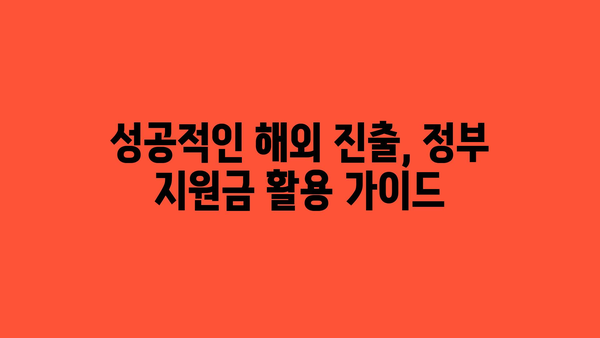 해외 진출을 위한 소상공인 및 중소기업 정부 지원금 안내