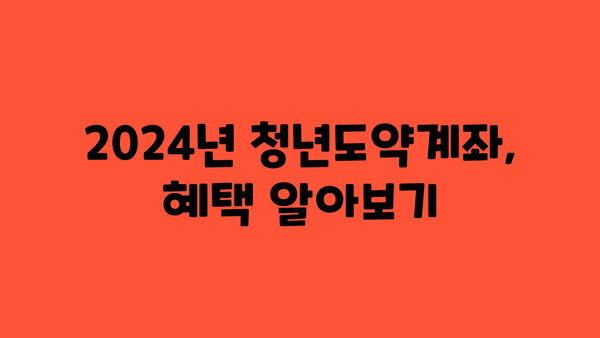 2024년 청년도약계좌 정부지원금 및 세제 혜택 안내