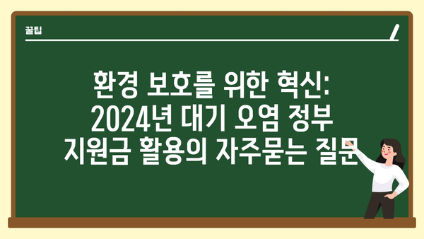 환경 보호를 위한 혁신: 2024년 대기 오염 정부 지원금 활용