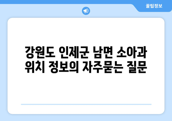 강원도 인제군 남면 소아과 위치 정보