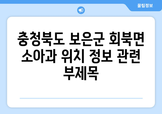 충청북도 보은군 회북면 소아과 위치 정보