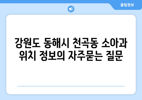 강원도 동해시 천곡동 소아과 위치 정보