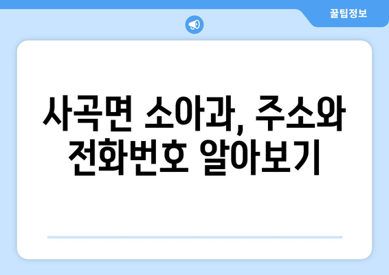 충청남도 공주시 사곡면 소아과 위치 정보