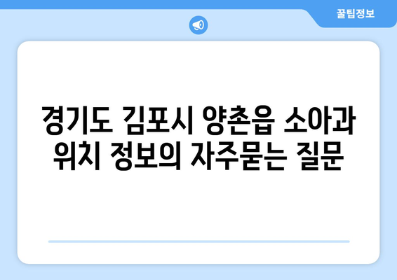 경기도 김포시 양촌읍 소아과 위치 정보