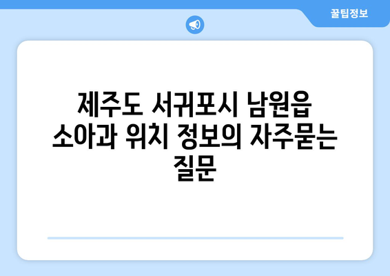 제주도 서귀포시 남원읍 소아과 위치 정보