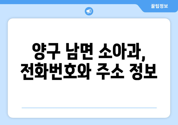 강원도 양구군 남면 소아과 위치 정보