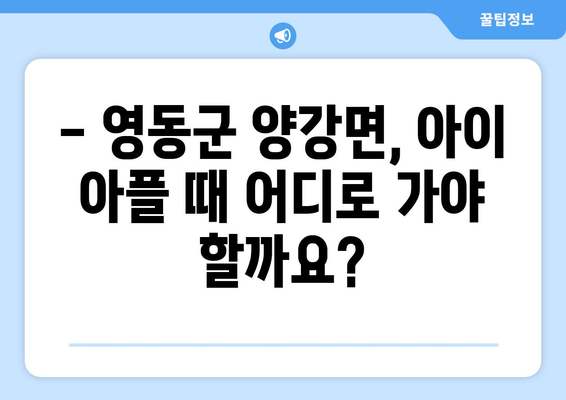 충청북도 영동군 양강면 소아과 위치 정보