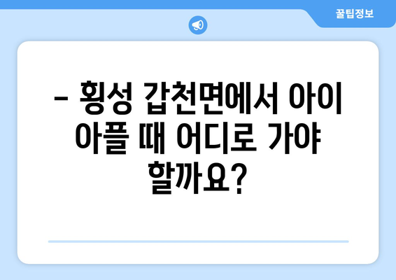 강원도 횡성군 갑천면 소아과 위치 정보