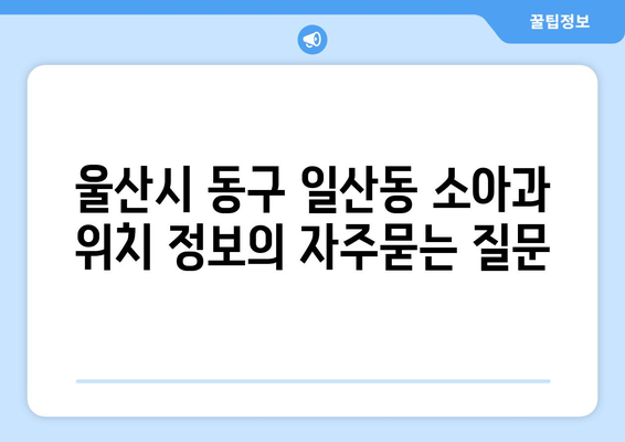 울산시 동구 일산동 소아과 위치 정보