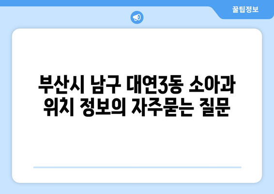 부산시 남구 대연3동 소아과 위치 정보