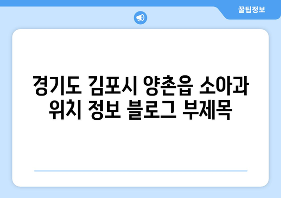 경기도 김포시 양촌읍 소아과 위치 정보