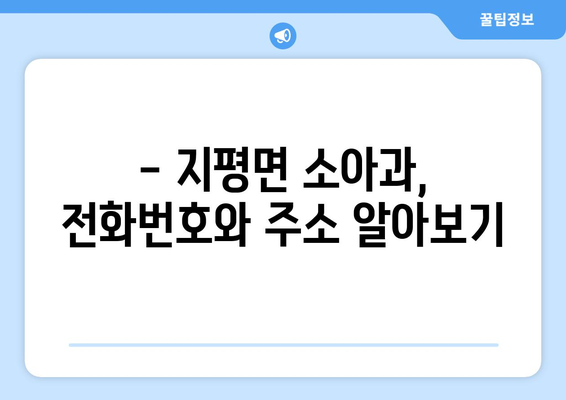 경기도 양평군 지평면 소아과 위치 정보