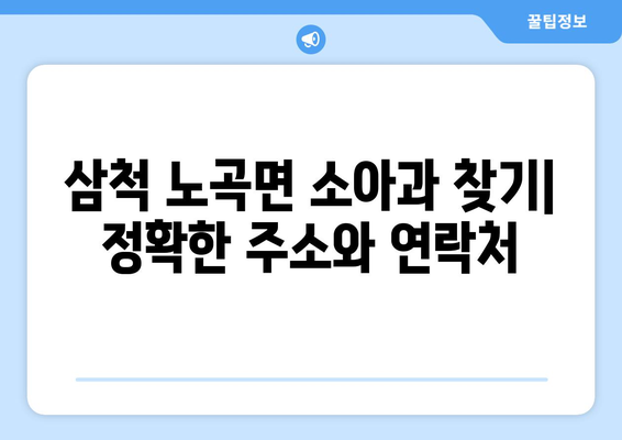 강원도 삼척시 노곡면 소아과 위치 정보