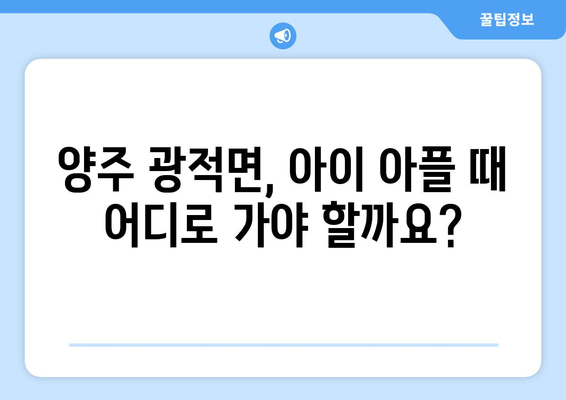 경기도 양주시 광적면 소아과 위치 정보