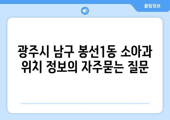 광주시 남구 봉선1동 소아과 위치 정보