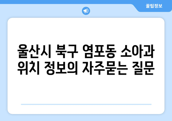 울산시 북구 염포동 소아과 위치 정보