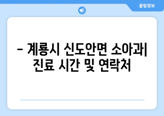 충청남도 계룡시 신도안면 소아과 위치 정보