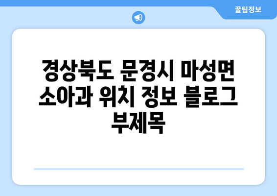 경상북도 문경시 마성면 소아과 위치 정보