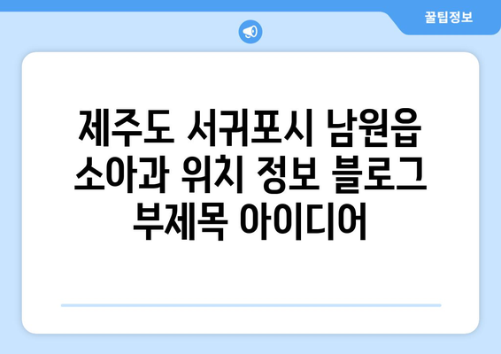 제주도 서귀포시 남원읍 소아과 위치 정보