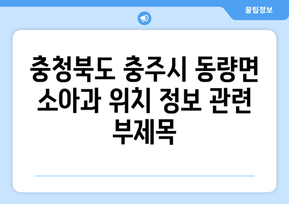 충청북도 충주시 동량면 소아과 위치 정보