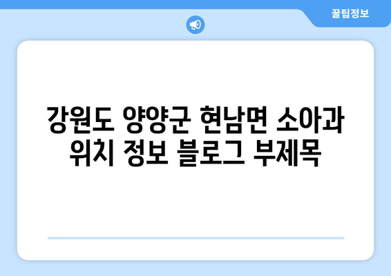 강원도 양양군 현남면 소아과 위치 정보