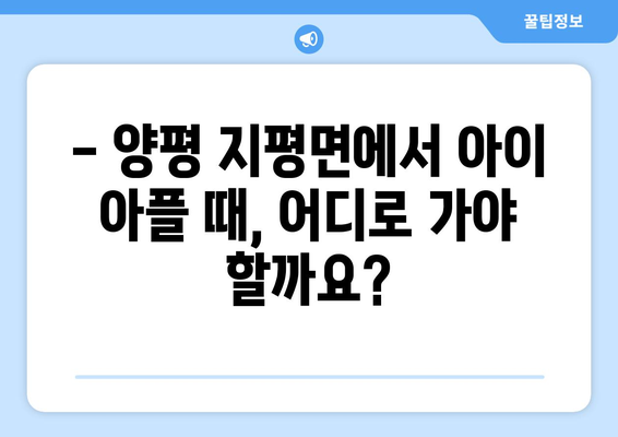 경기도 양평군 지평면 소아과 위치 정보