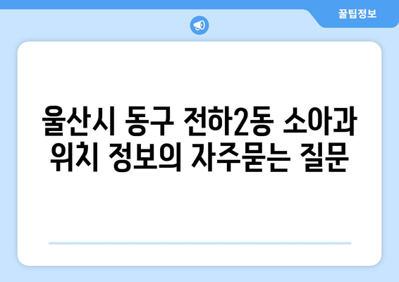 울산시 동구 전하2동 소아과 위치 정보