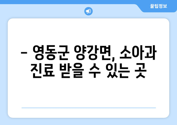 충청북도 영동군 양강면 소아과 위치 정보