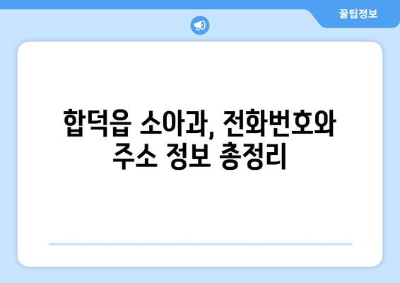 충청남도 당진시 합덕읍 소아과 위치 정보