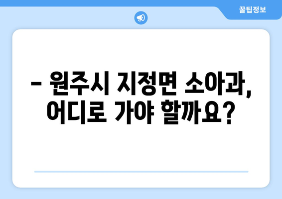 강원도 원주시 지정면 소아과 위치 정보