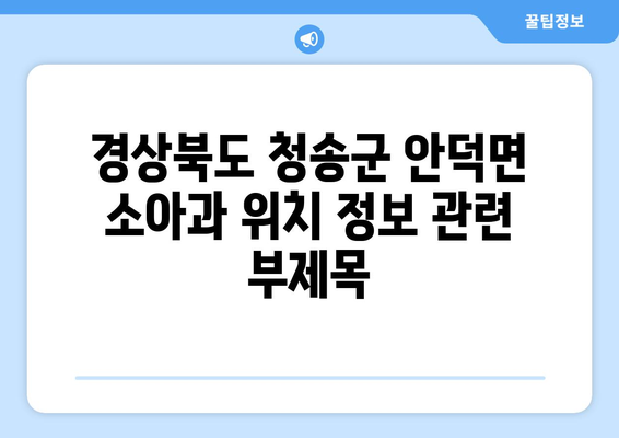 경상북도 청송군 안덕면 소아과 위치 정보