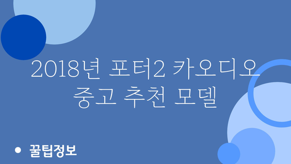 포터2카오디오2018년도중고 추천