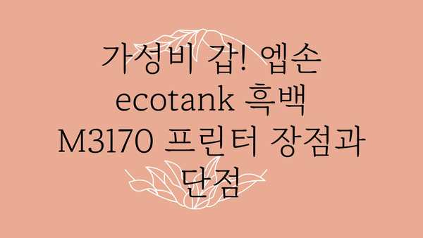 엡손ecotank흑백m3170프린터 내돈내산