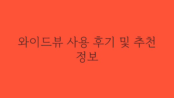 와이드뷰 정보