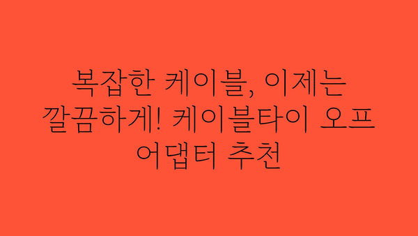 케이블타이오프어댑터 내돈내산